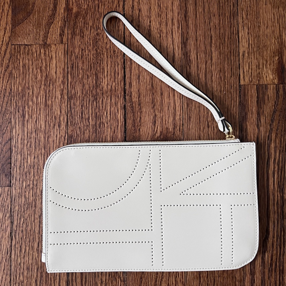 Toteme White Wristlet with Perforated Design